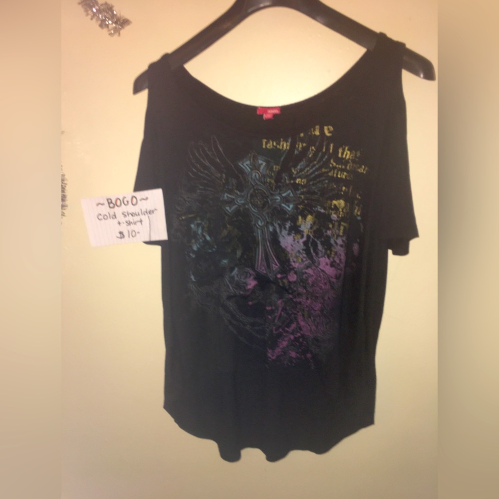 Bongo black cold shoulder top